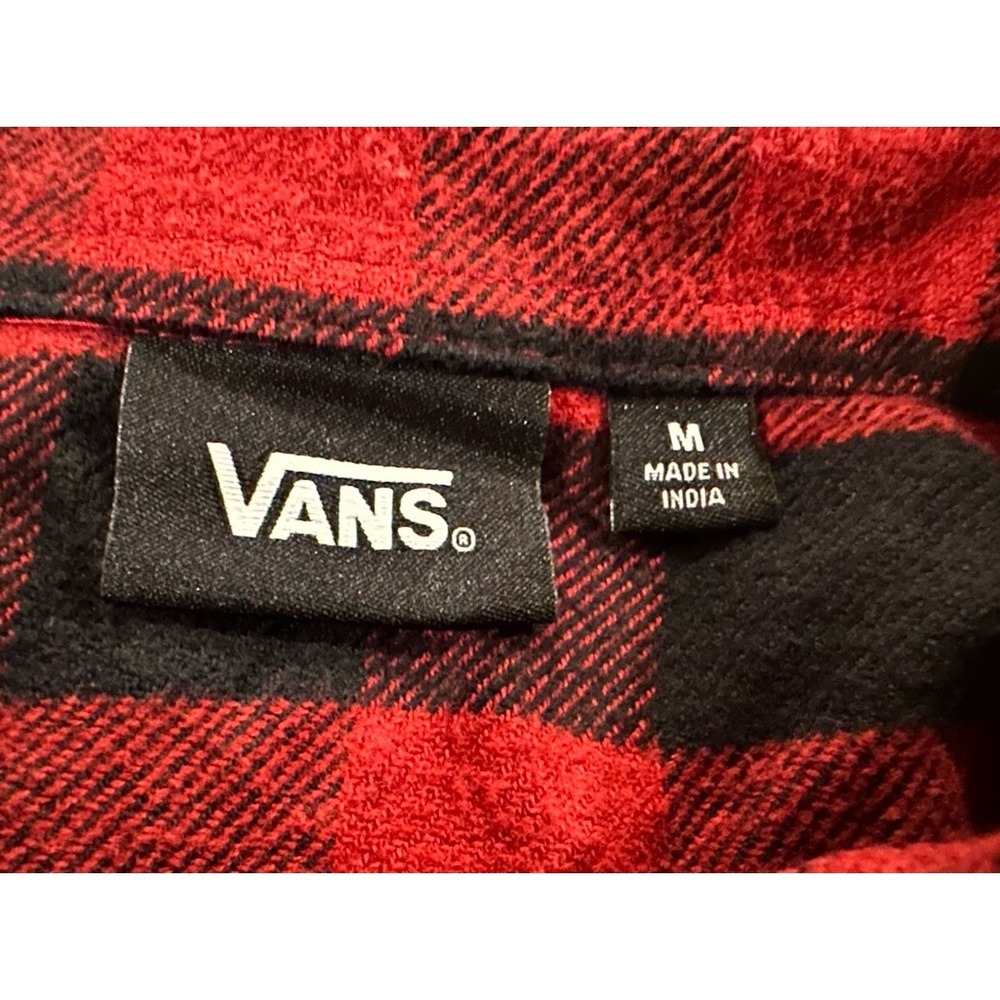 Vans Men's Flannel Button Down, Buffalo Plaid, Med Red, Size Medium, New - Picture 3 of 3